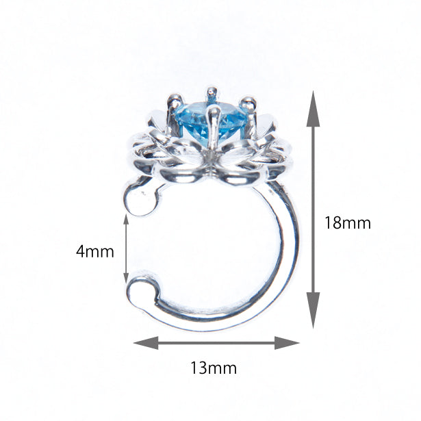 「光のクローバー」ブルートパーズイヤーカフ