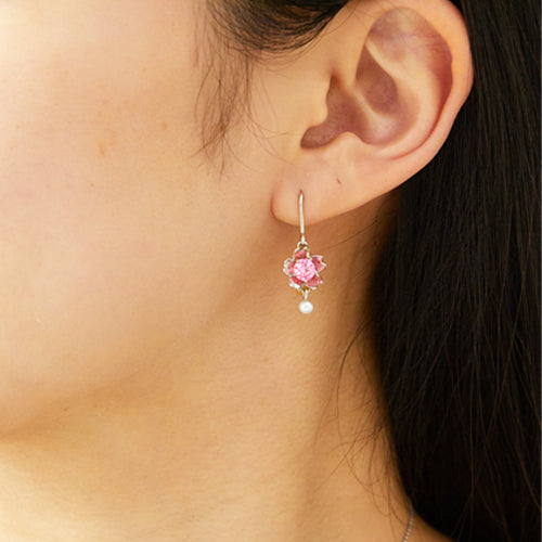 [套装折扣]“樱花之光”天然珍珠单颗吊坠项链和耳环套装