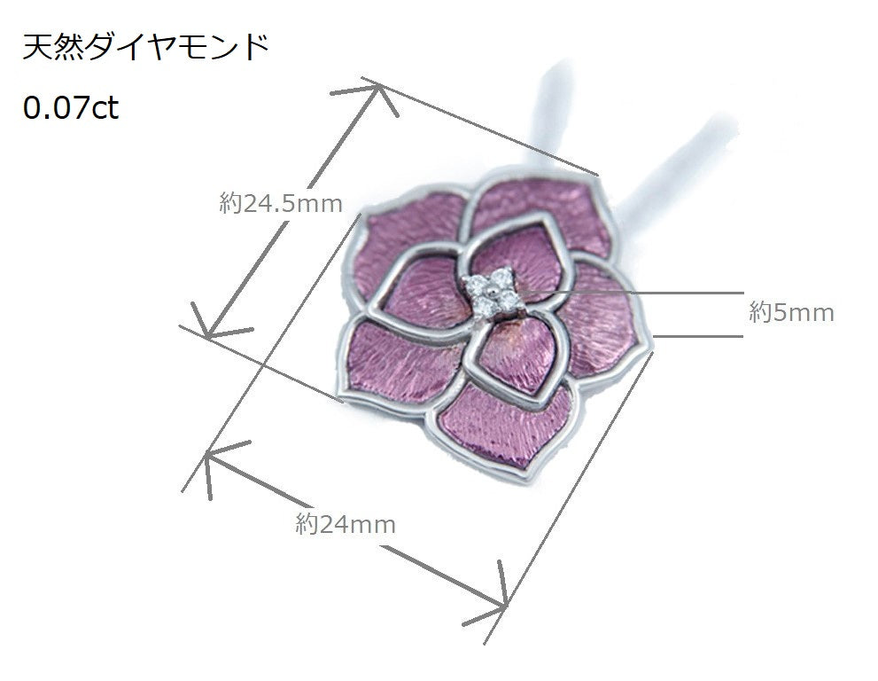 K18パープルゴールド バラ ペンダントネックレス（大）