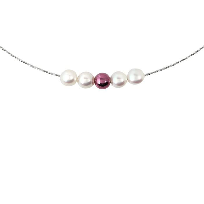 Cierin K18 珍珠和紫色吊坠项链